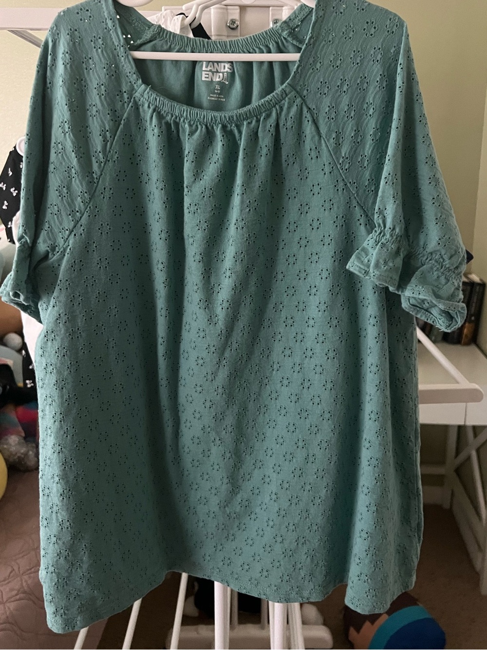Lands' End Girls Eyelet Short Sleeve Tops